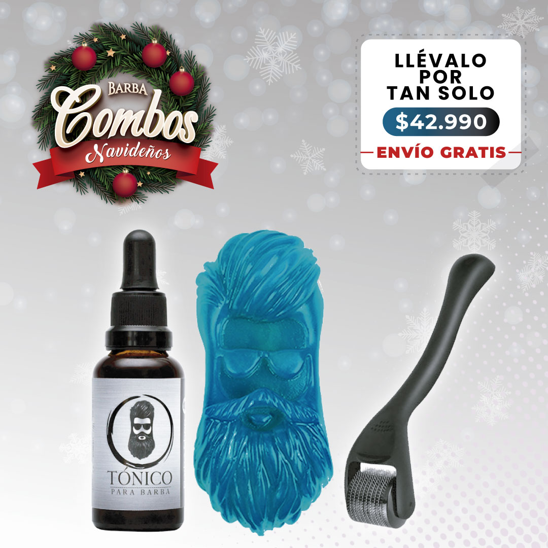 Tónico Para Barba + Barba Roller + Barba Jabón Activado + Envío Gratis