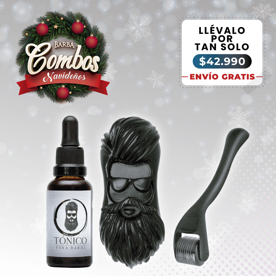 Tónico Para Barba + Barba Roller + Barba Jabón Activado + Envío Gratis