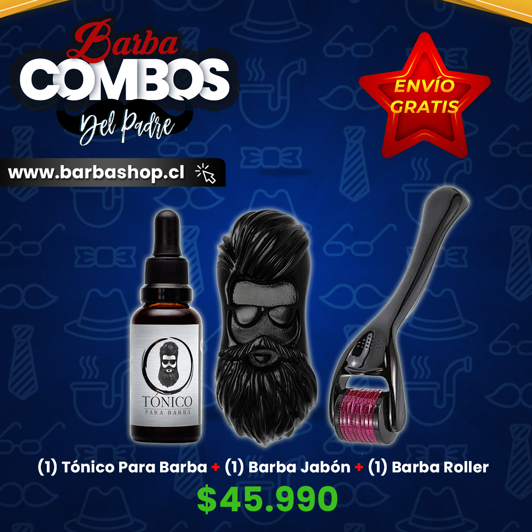 Tónico Para Barba + Barba Roller + Barba Jabón Activado + Envío Gratis